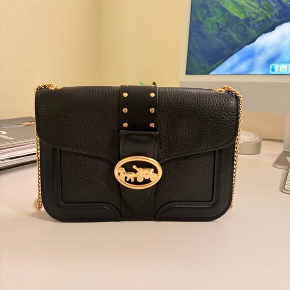 Coach 6925 Georgie Crossbody With Rivets IN BLACK - Picture 1 of 6